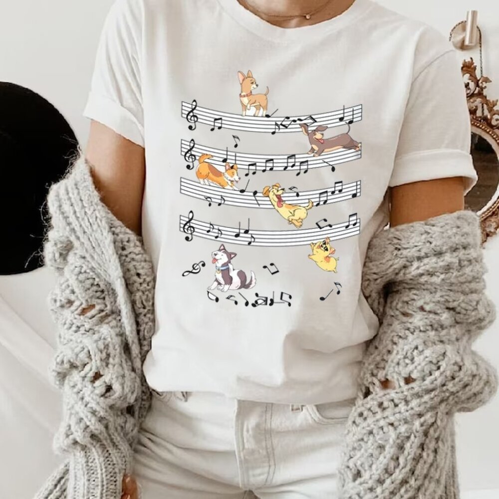 Funny Dogs Music Notes T-shirt, Dog Lover Gift, Music Lover Gift, Dog Mom Gifts